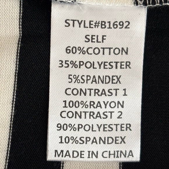 New Jodiful Black & White Stripe Long Sleeve Top with Tiered Ruffle Hem Size L - Picture 6 of 7